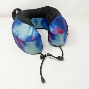 CABEAU S3 Travel Neck Pillow Memory Foam Blue Tie Dye with Pouch Airplane Travel